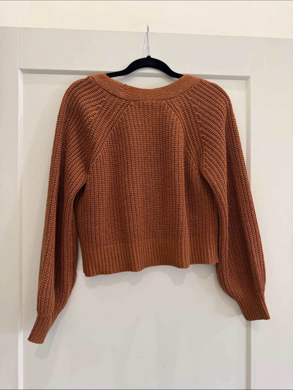 Cozy Casual Rust Button V-Neck Knit Cardigan - Picture 3 of 3